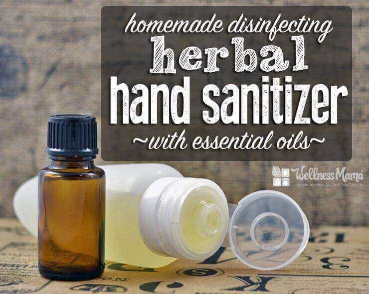 Homemade herbal hand sanitizer with essential oils