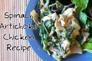Spinach Artichoke Chicken Recipe- Like spinach artichoke dip but healthy and with protein