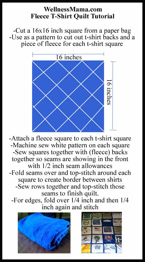 t-shirt quilt tutorial pattern fleece back easy cheap