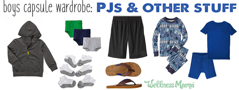 Boys capsule wardrobe PJs and other stuff