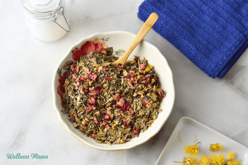 AfterBirth Sitz Bath Herbs DIY Recipe Wellness Mama
