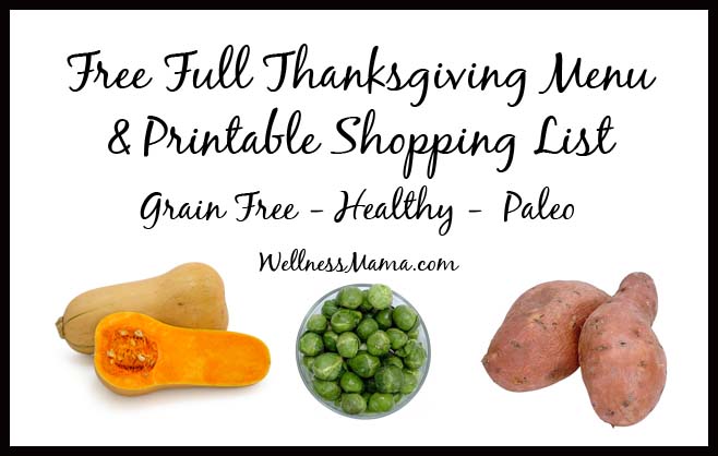 Thanksgiving Menu and Shopping List- Grain free, Paleo and healthy recipes
