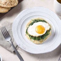 Grain Free Flatbread with Creamed Spinach and Fried Egg