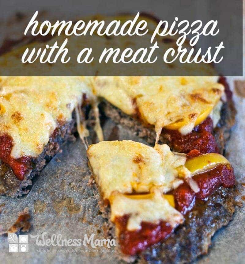Homeamde Grain Free and Gluten Free Pizza with a Meat Crust-Meatza