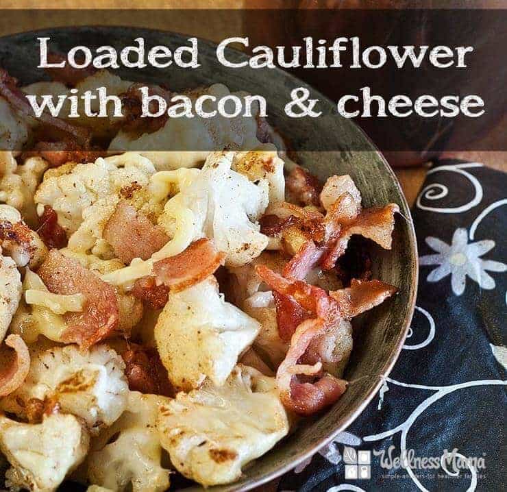 Loaded Cauliflower with bacon and cheese- great alternative to loaded baked potato