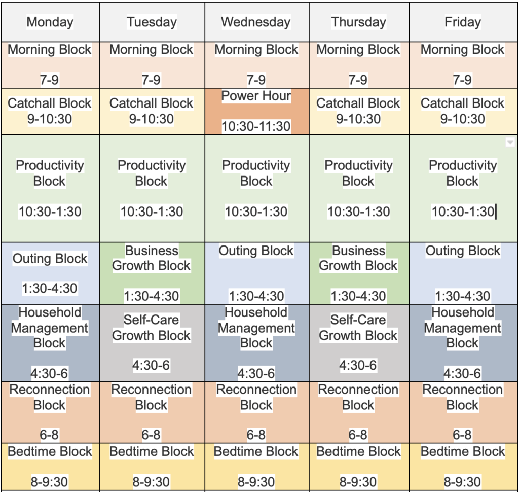 Sample Block Schedule