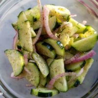sliced cucumber onion salad