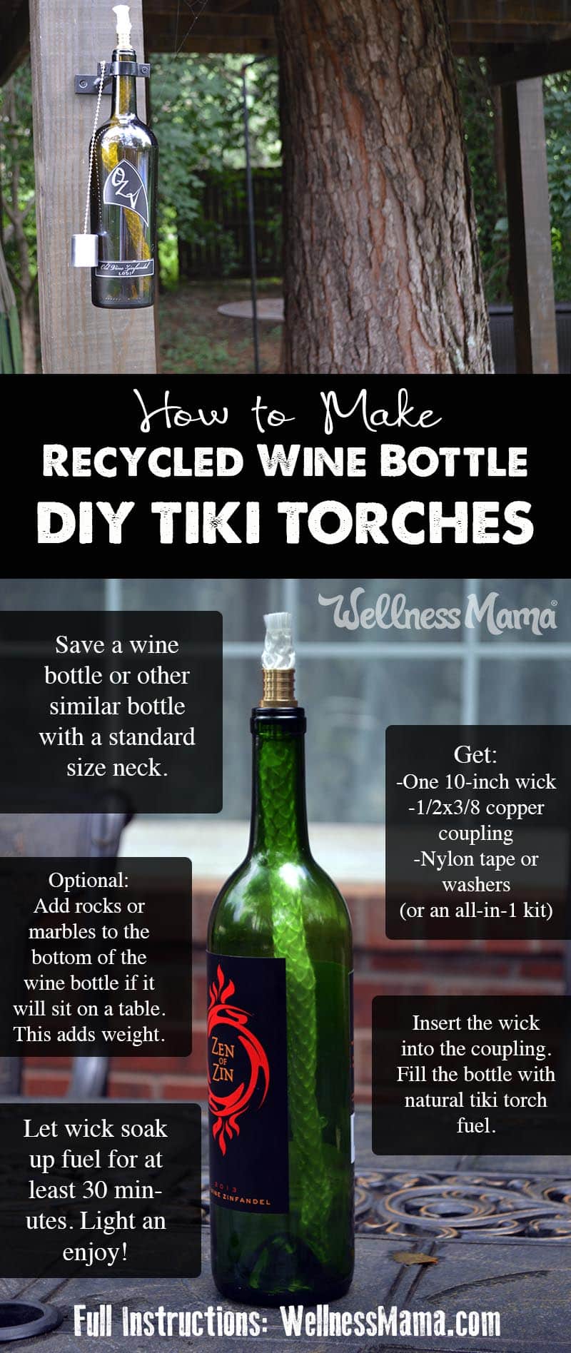 Wine Bottle Tiki Torch Instructions