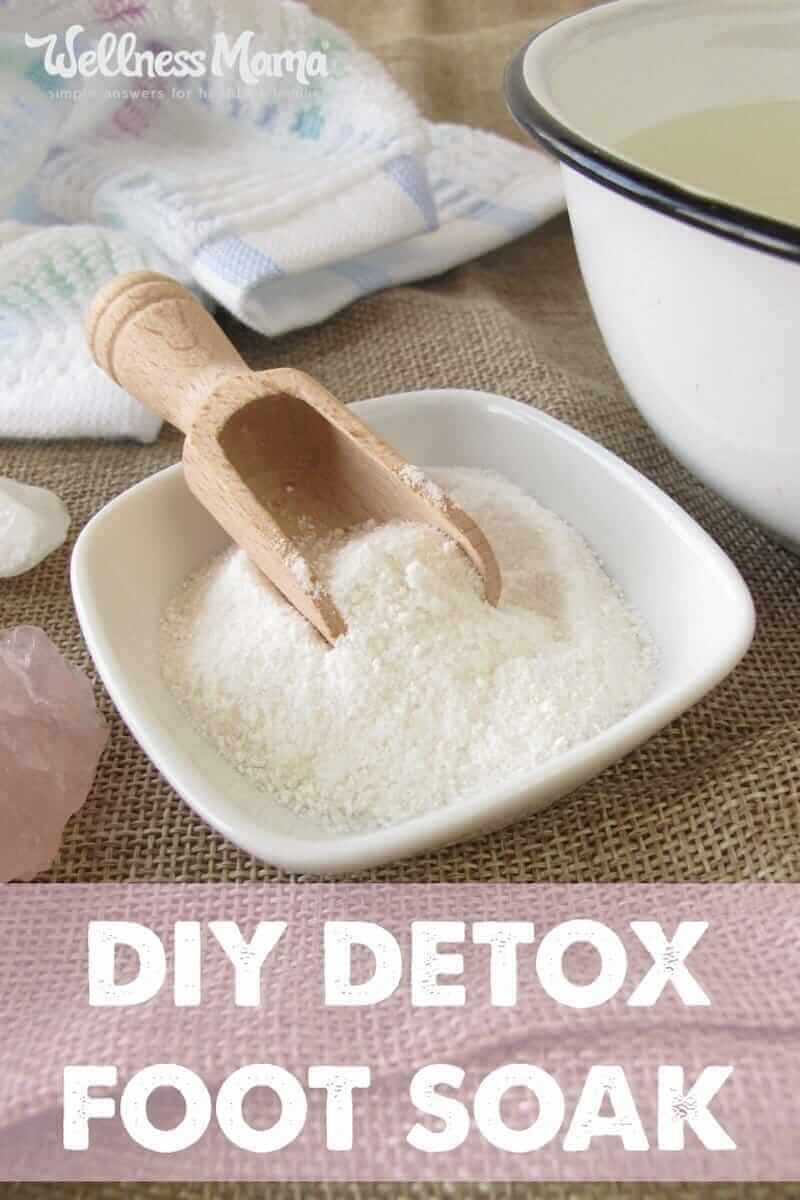 This simple DIY detoxifying foot soak combines the benefits of epsom salt, bentonite clay, apple cider vinegar and essential oils for detox and stress relief.