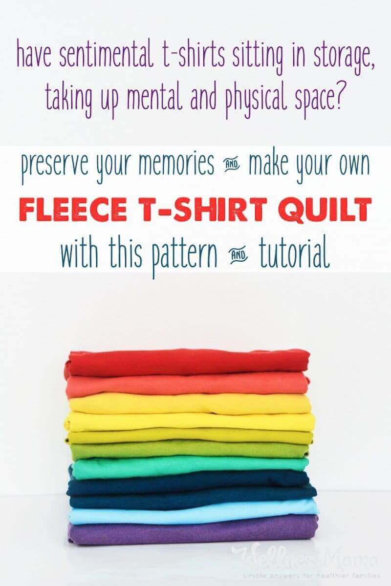 This DIY t-shirt quilt is an easy beginning pattern that produces a high quality quilt. Fleece is used as the backing to save time and money.