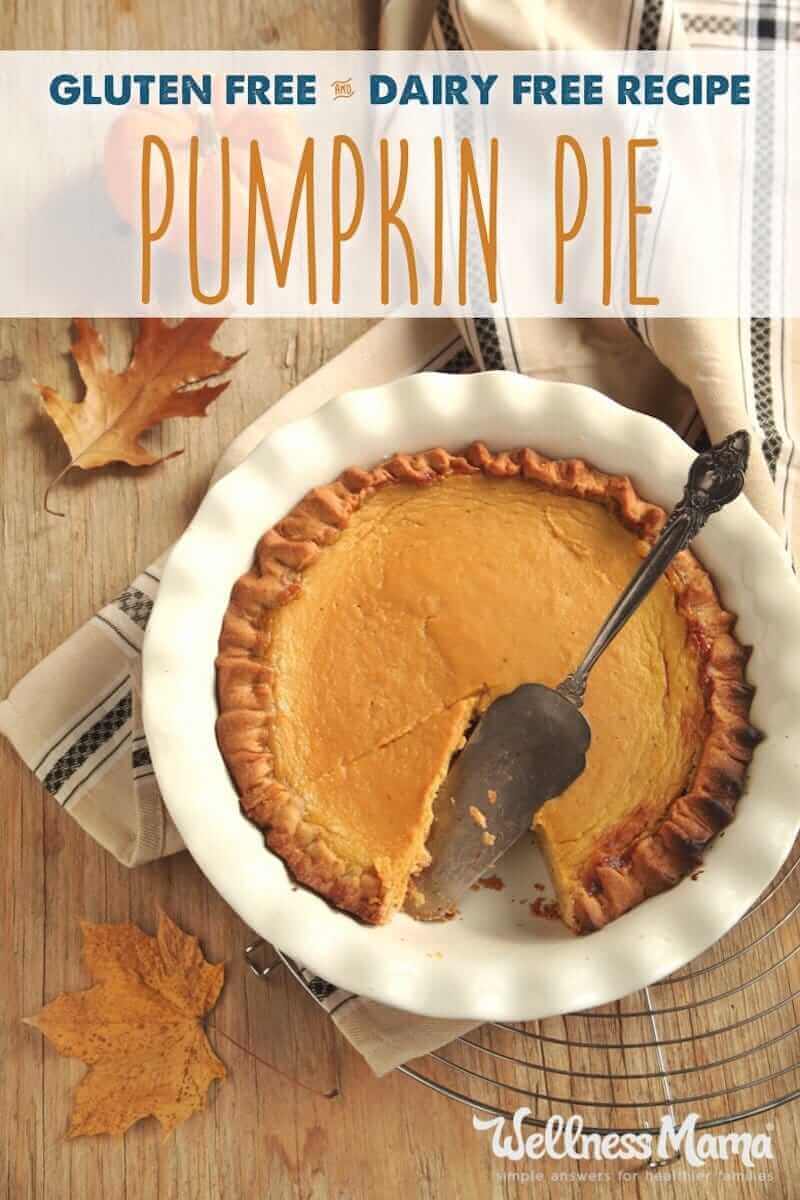 This delicious gluten-free pumpkin pie recipe has all the flavor of the traditional pie without the refined sugar or gluten. Dairy-free option.