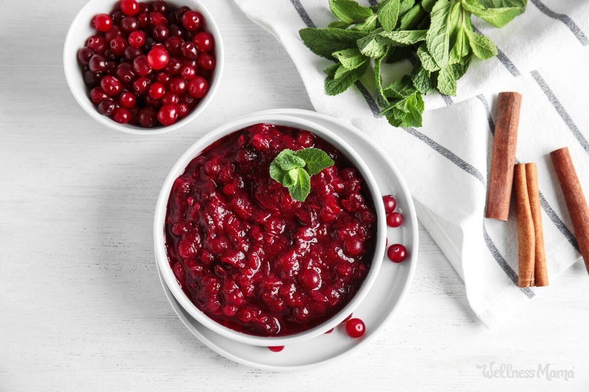 Homemade Cranberry Sauce is a healthy recipe that has hints of pineapple and citrus. It has no sugar and is optionally sweetened with honey.
