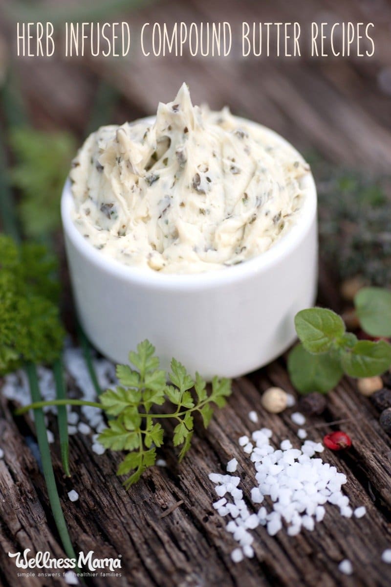 Delicious herb-infused compound butter recipe with herbs like basil, chives, parsley, garlic and olive oil that is a great topping to any dish.