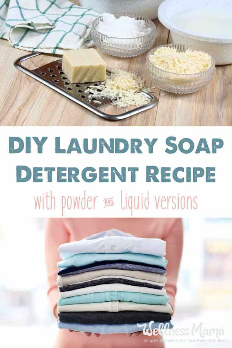This homemade laundry detergent recipe is easy and very inexpensive to make, plus you avoid the chemicals of conventional detergents.