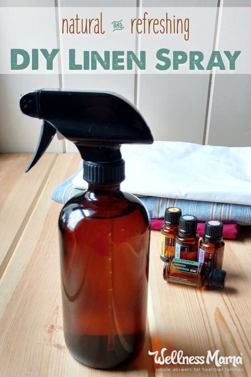This natural linen spray recipe uses essential oils to leave fabrics smelling clean and fresh, without any harmful artificial fragrances.