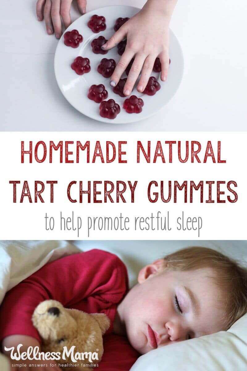 These tart cherry sleep gummies combine all of the natural sleep remedies I use: honey and salt, tart cherry juice and gelatin, into one delicious gummy.