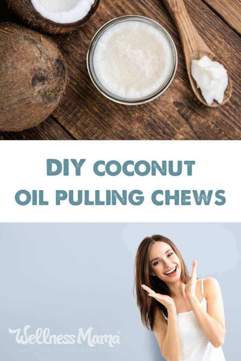 These simple homemade coconut oil pulling chews use coconut oil and essential oils to cleanse the mouth and help remove bacteria and plaque.