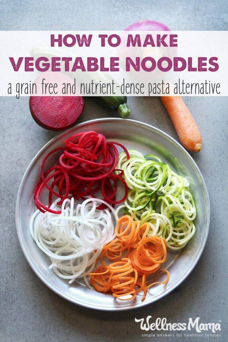 Make vegetable noodles with or without a spiralizer from carrots, parsnips, sweet potatoes, turnips, broccoli and more with this easy tutorial.
