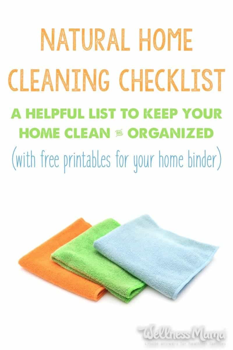 Home cleaning checklist of natural ways to clean your house with natural ingredients like vinegar, baking soda, washing soda, borax and soap.
