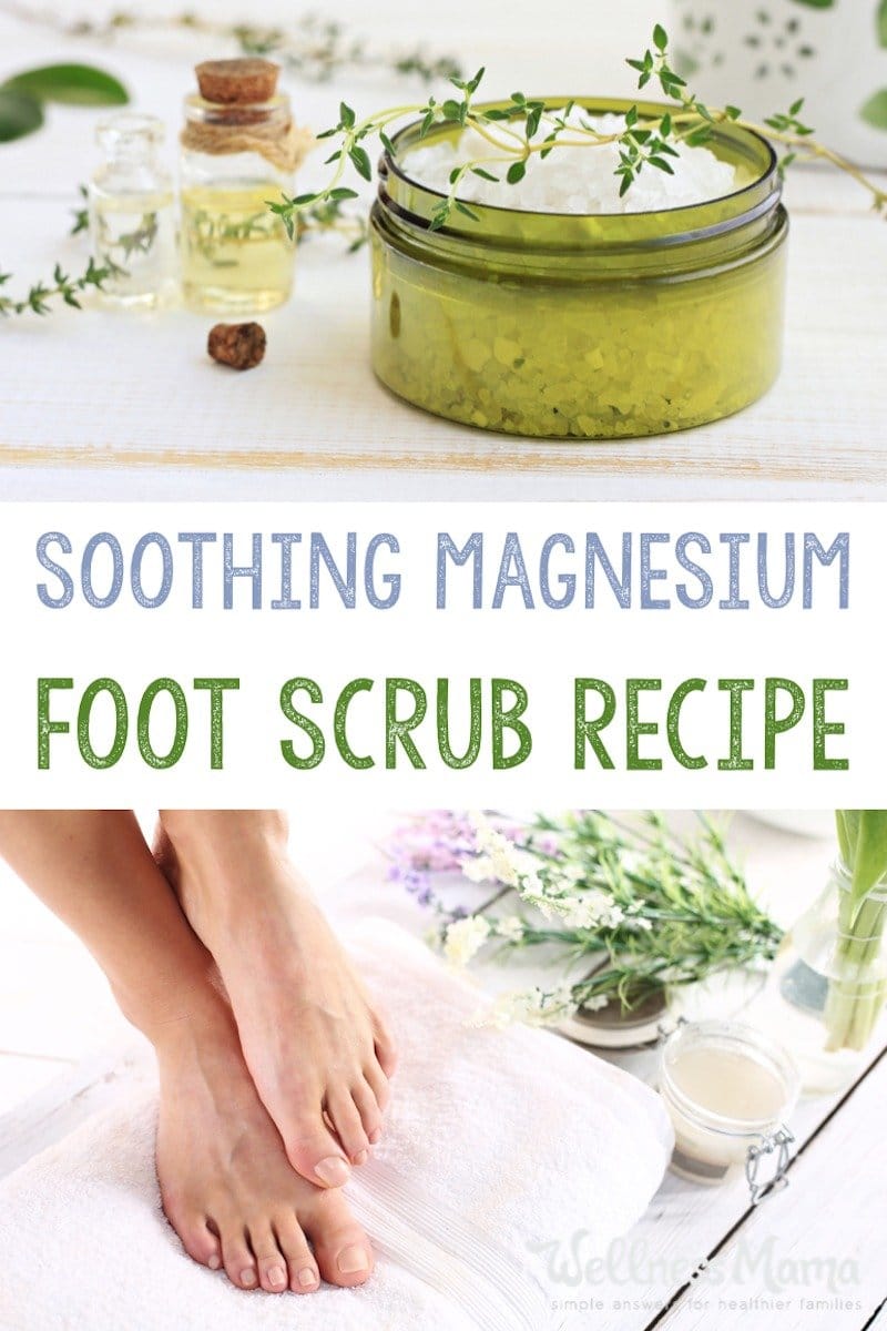 This homemade foot scrub is easy to make and super moisturizing and exfoliating. It contains all natural ingredients and provides magnesium.