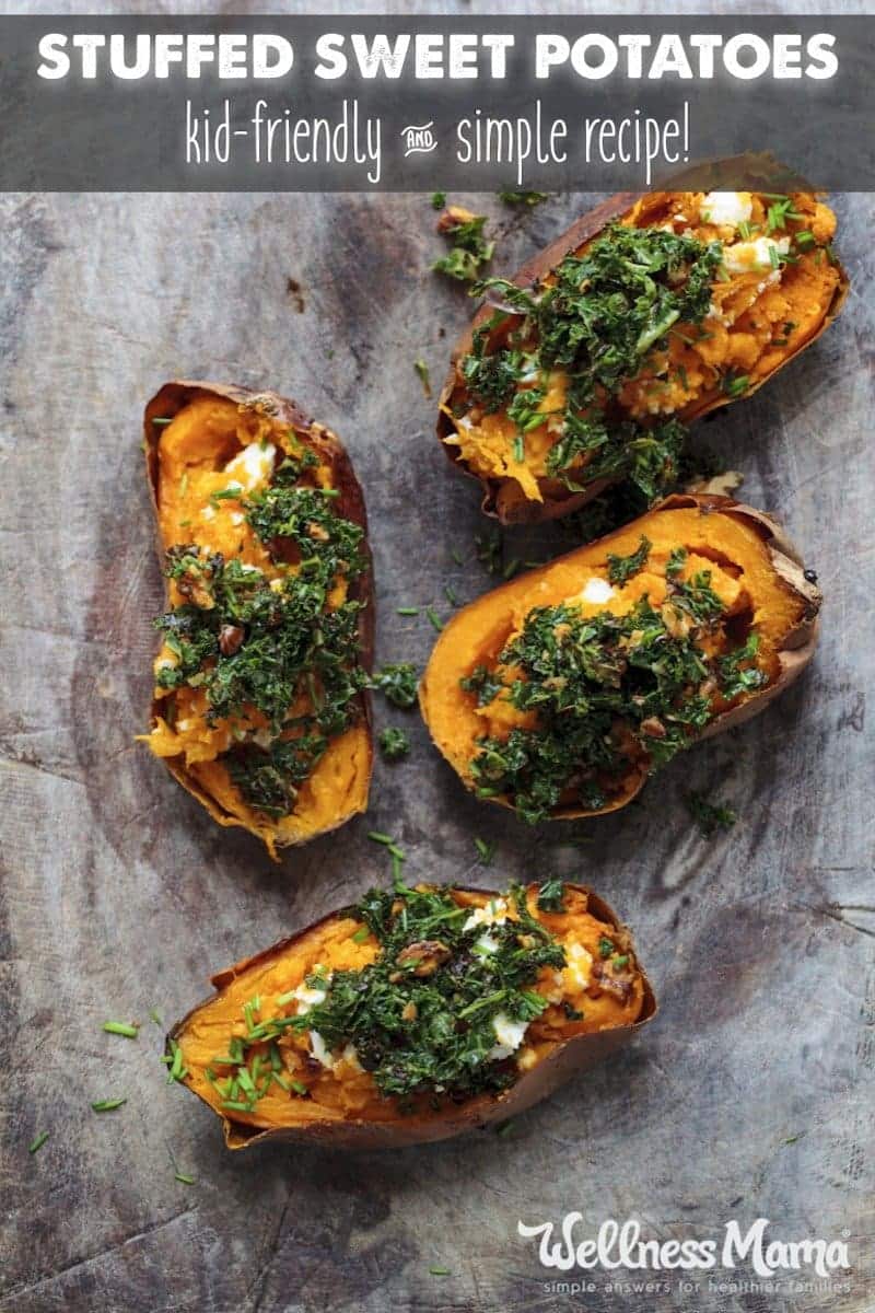 Stuffed Sweet Potatoes are a simple and very nutritious easy meal idea that can be prepared ahead for a healthy meal on the go. Kids love these!