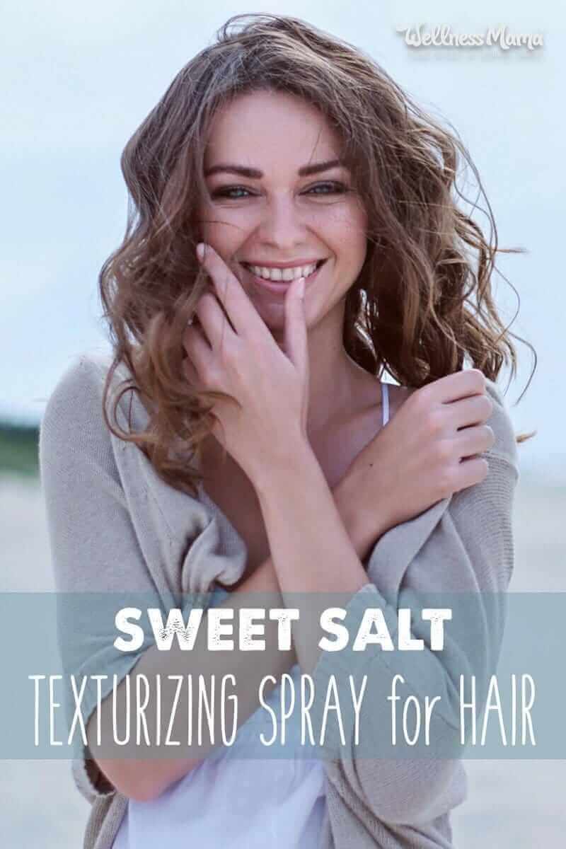 This hair texturizing spray combines epsom salt with volumizing natural sugar and essential oils for a sweet sea spray that naturally thickens hair.