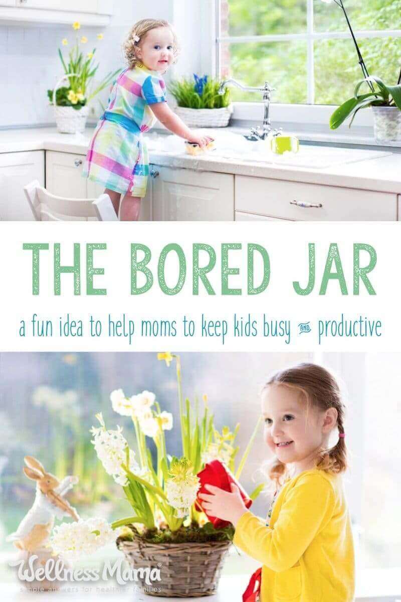 The Bored Jar is a fun way to give your children activities and chores when they get bored. Made with a jar or bucket and activities written on items inside.
